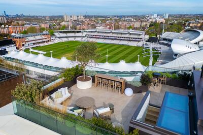 A rooftop terrace at Lord’s View One. Photo: LandCap / Tony Murray