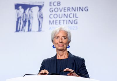 European Central Bank president Christine Lagarde, who promised that interest rates would stay at levels necessary to bring inflation down down for "as long as necessary". (Photo by Aris Oikonomou/AFP)