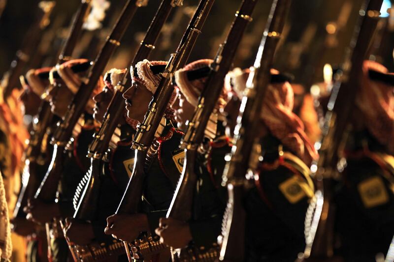 The guard of honour awaits the arrival of Prince Mohammed at Queen Alia International Airport in Amman. EPA