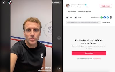 Emmanuel Macron offered to ask people's questions about vaccines on Instagram and TikTok. AP