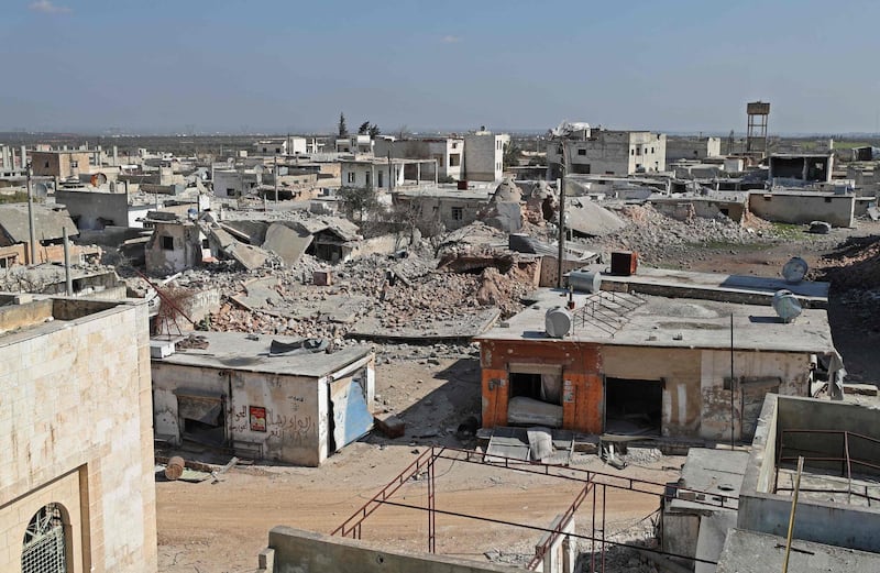 Damaged homes in the village of al-Nayrab. AFP
