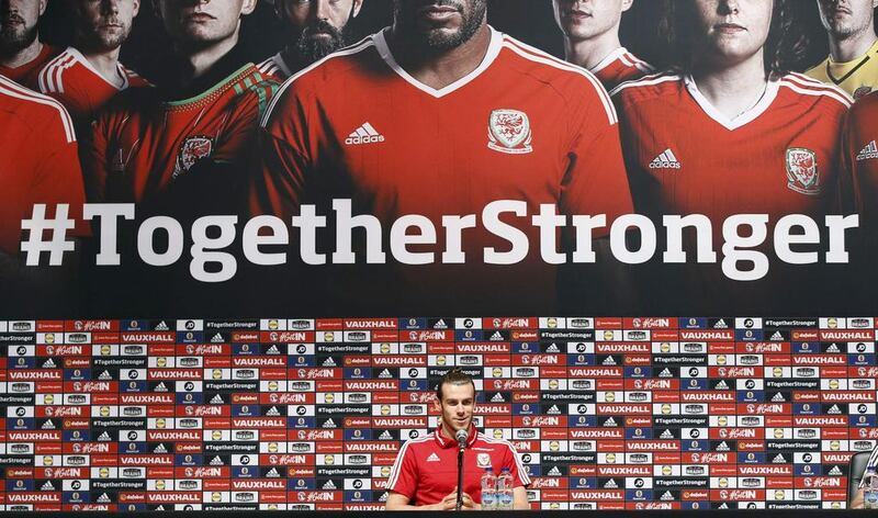 Wales’ Gareth Bale during the news conference.  REUTERS/Stephane Mahe