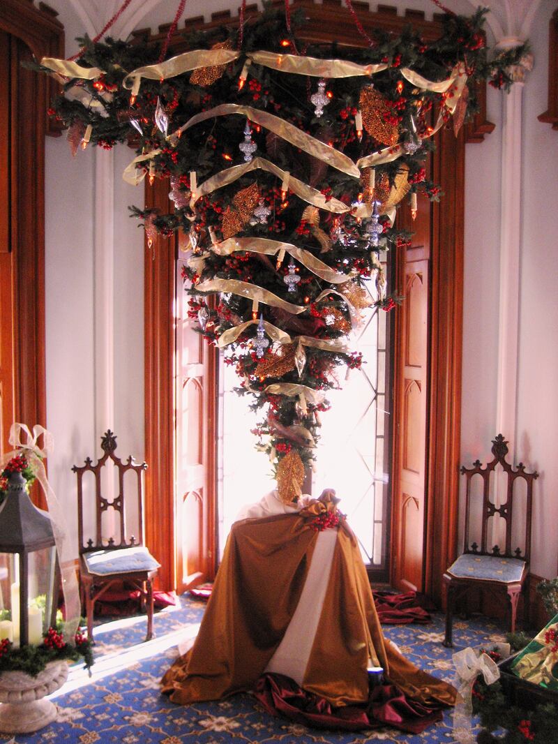 It is a Lyndhurst tradition to suspend a Christmas from the parlor room ceiling, perhaps to show that while the house is grand, no one is putting on airs. Gould’s daughter Anna welcomed weary soldiers during WWII and even hosted needy children there.