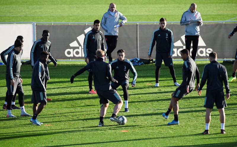 Juventus' Cristiano Ronaldo, Sami Khedira, Paulo Dybala and teammates during training. Reuters