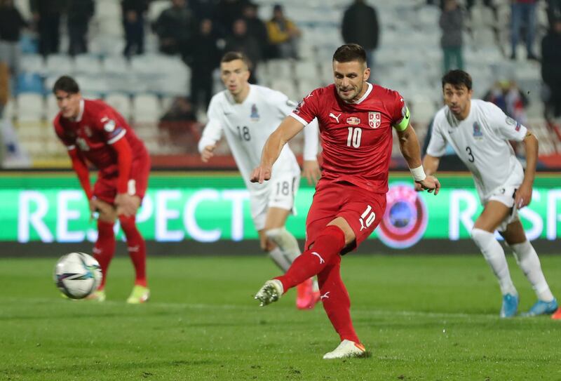 October 12, 2021 . Serbia 3 (Vlahovic 30', 53', Tadic pen 83') Azerbaijan 1 (Mahmudov  45+2'): A double from Dusan Vlahovic helped Serbia take the points and left them joint top of the table with Portugal. The two teams were set to clash in their final group match. "I don't see why [Portugal] should be billed as favourites," Vlahovic said. "Qualifying automatically would be a fantastic achievement." Reuters