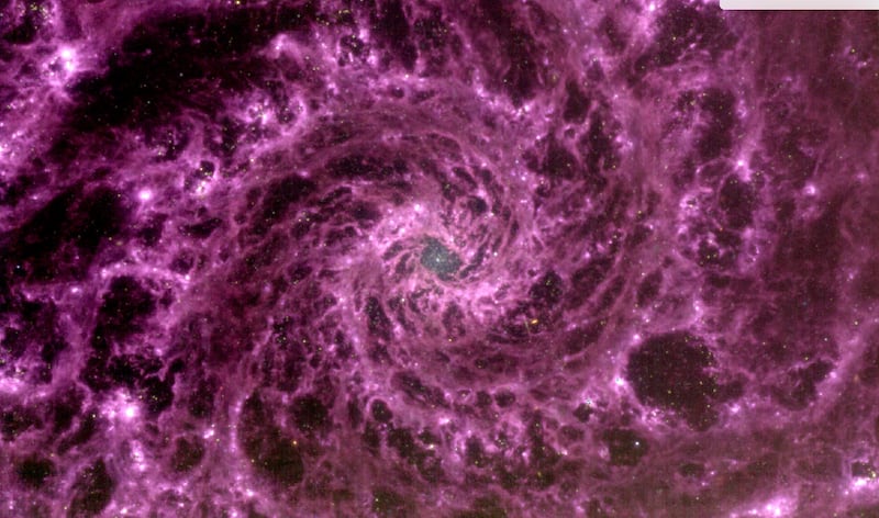 A colour composite image of the Messier 74 galaxy. Photo: JWST