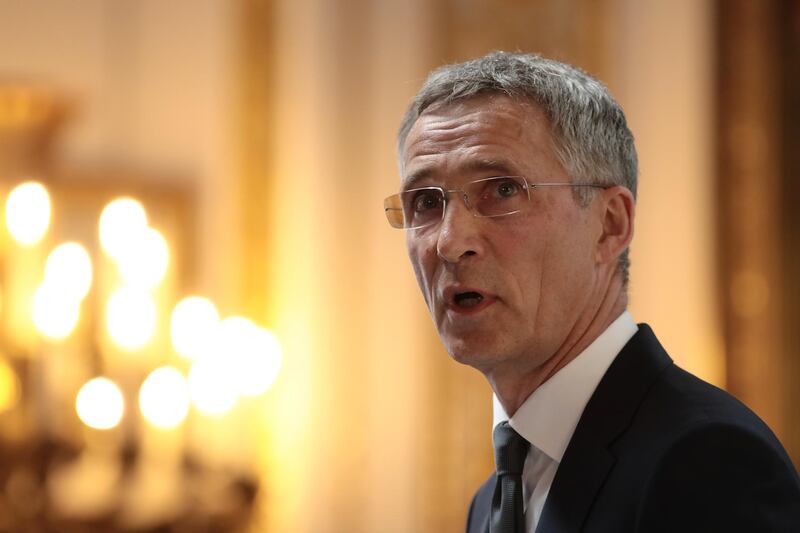 LONDON, ENGLAND - JUNE 21:  The General Secretary Of NATO Jens Stoltenberg delivers his pre-summit speech at Lancaster House on June 21, 2018 in London, England. Mr Stoltenberg spoke about the future of NATO amid  divisions between the US under Donald Trump and its European allies.  (Photo by Dan Kitwood/Getty Images)