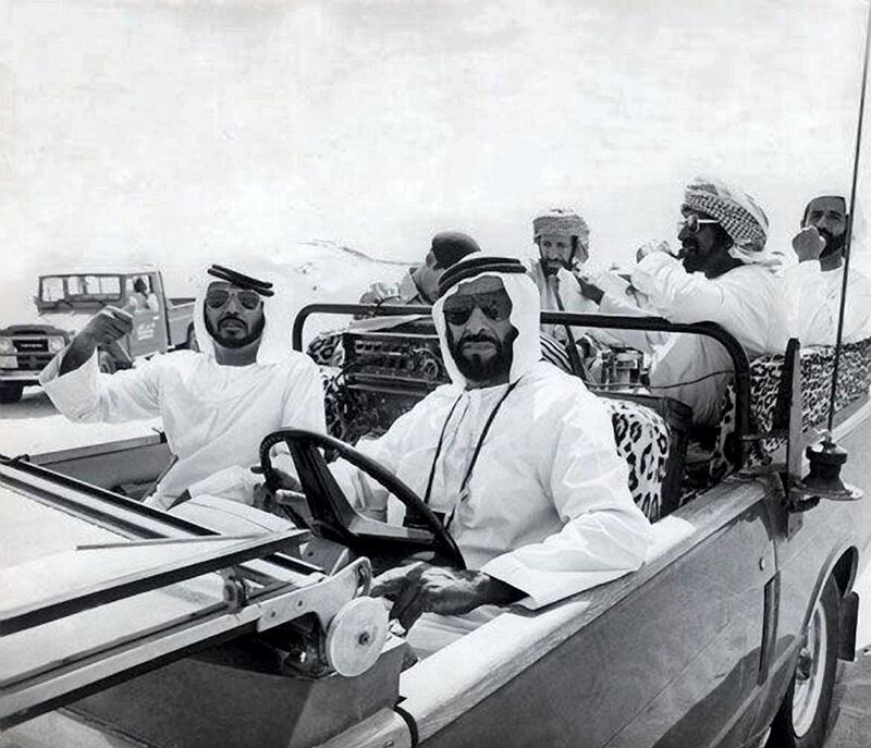 Sheikh Zayed's passion for cars - and how they helped him to unify the Emirates - is celebrated in a new book. to be released in 2019. Courtesy National Archives