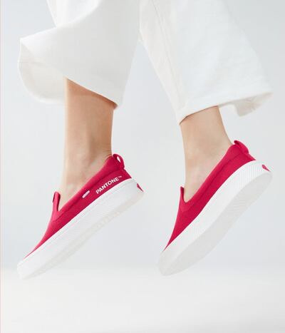 Pantone and Cariuma are partnering to create a range of sustainable sneakers in Viva Magenta. Photo: Pantone