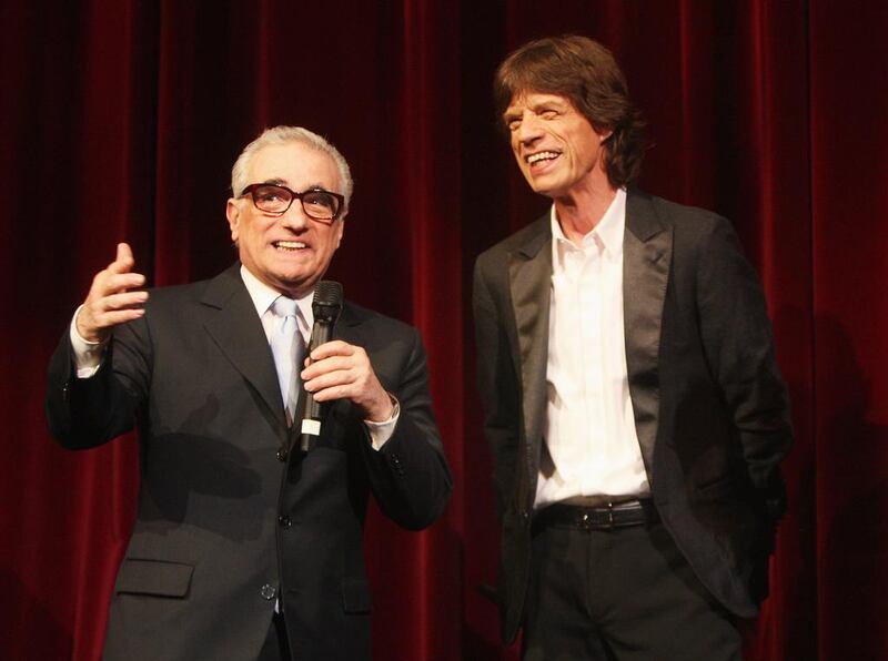 Rolling Stones singer Mick Jagger (R) and director Martin Scorsese. Sean Gallup / Getty Images