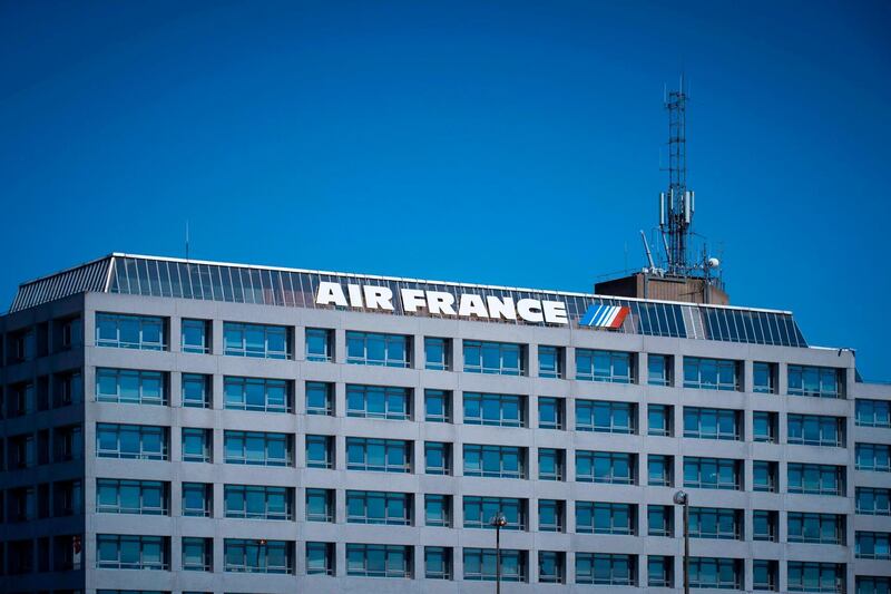 (FILES) This file photograph taken on August 6, 2018, shows Air France-KLM headquarters near Roissy-Charles de Gaulle Airport, north of Paris. France is readying a historic package of multi-billion euro loans to help carmaker Renault and flag-carrier Air France through the crisis caused by the coronavirus, Finance Minister Bruno Le Maire said on April 24, 2020. For Air France, a 7 billion euro ($7.5 billion) package is planned, made up of 4 billion euros in bank loans guaranteed by the state and a 3 billion euro loan direct from the state, he told TF1 television.
 / AFP / JOEL SAGET
