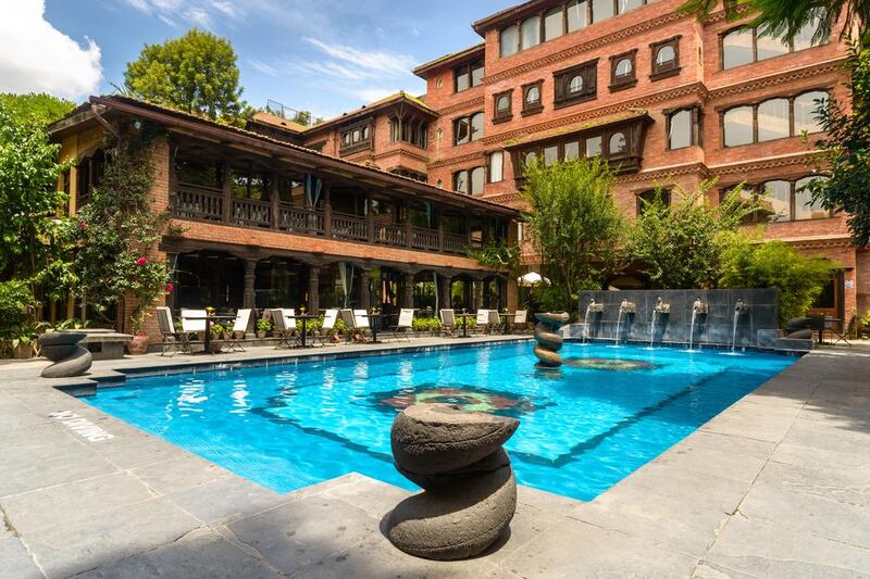 The pool at Dwarika’s Hotel, Kathmandu. Courtesy Dwarika’s Hotel, Kathmandu