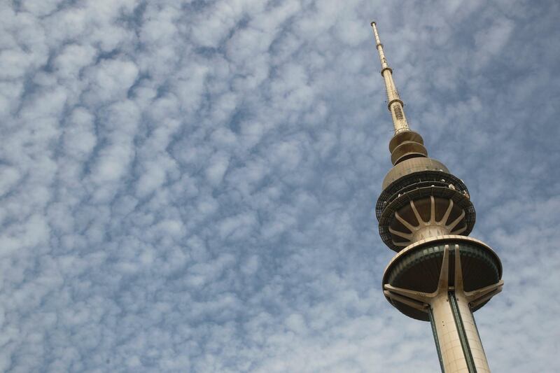 Kuwait's Liberation Tower is seen in Kuwait City, Kuwait, Monday, Feb. 12, 2018. Kuwait this week is hosting a series of conferences on rebuilding Iraq after the onslaught of the Islamic State group. (AP Photo/Jon Gambrell)