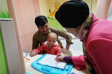 Sheikha Jawaher Al Qasimi visits a cancer hospital in Pakistan. 