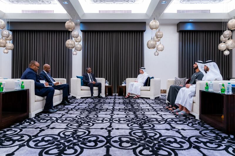 During the meeting in Abu Dhabi, they discussed ways to enhance ties between the UAE and Somalia.