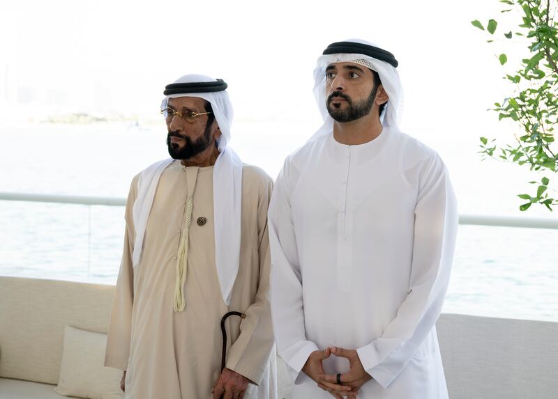Sheikh Tahnoon bin Mohammed, Ruler's Representative in Al Ain Region, and Sheikh Hamdan.