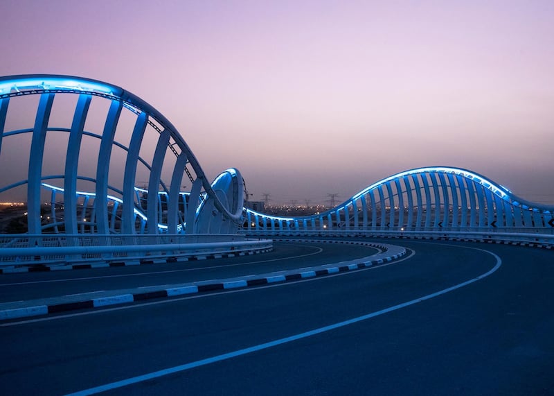 DUBAI, UNITED ARAB EMIRATES. 11 APRIL 2020. Closed Meydan bridge.(Photo: Reem Mohammed/The National)Reporter:Section: