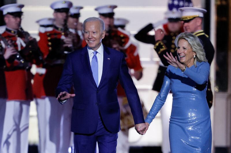 The Bidens arrive for the concert. Reuters