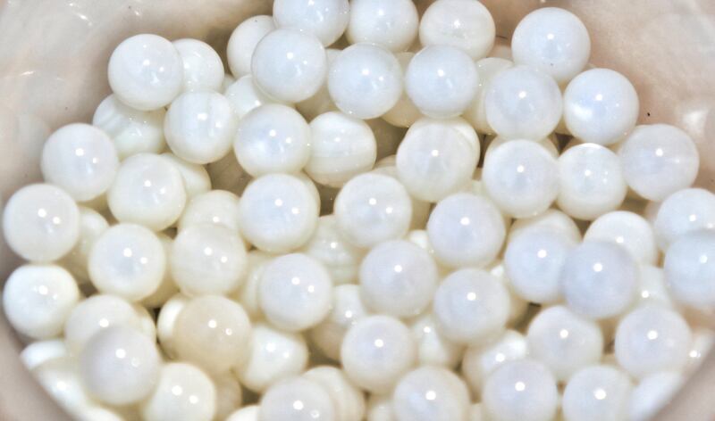 Pearls manufactured at Al Suwaidi Pearl Farm in Ras Al Khaimah. They take about a year to produce. Courtesy Ministry of Climate Change and Environment