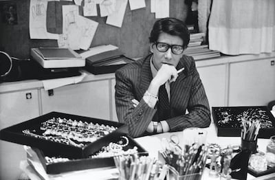 Yves Saint Laurent in his studio at Avenue Marceau, Paris, now the site of the museum. Musée Yves Saint Laurent Paris 