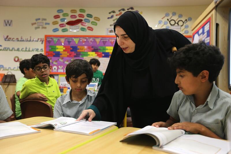 24 - April - 2014,  Al Bateen Secondary School,  Abu Dhabi

Interview with Maha Salajh an Emirati teacher about the education and teaching. Fatima Al Marzooqi/ The National.