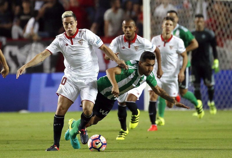 Sevilla's Samir Nasri in action against Real Betis. Julio Munoz / EPA / September 20, 2016 