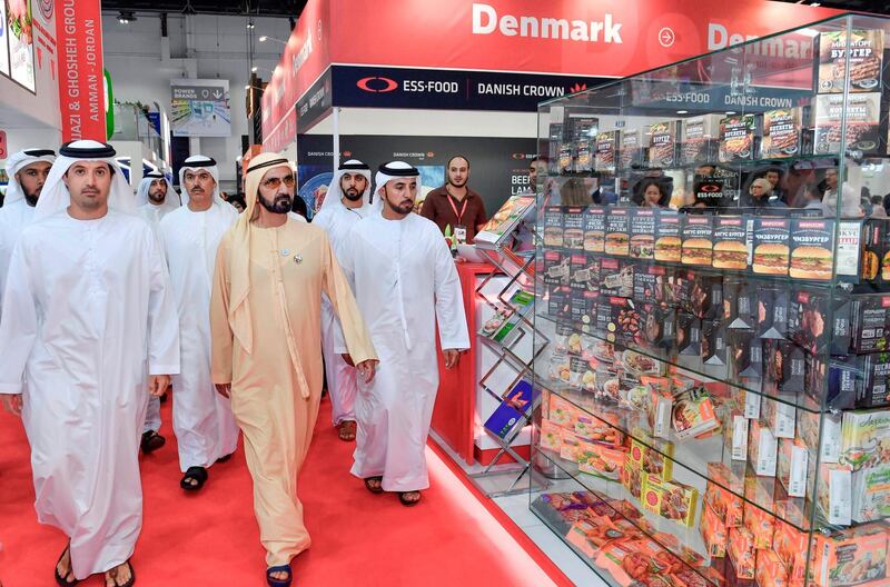Sheikh Mohammed bin Rashid, Vice President and Ruler of Dubai, visits Gulfood exhibition in Dubai on Sunday. Wam