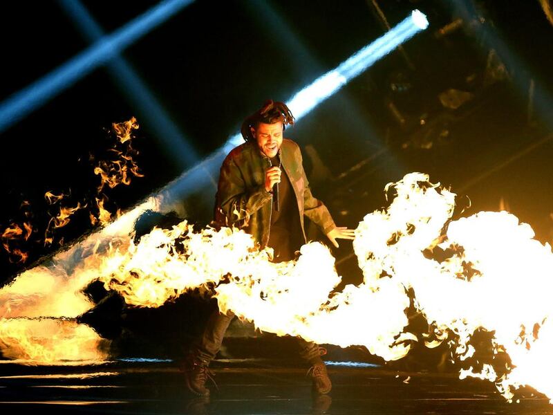 The Weeknd performs at the MTV Video Music Awards at the Microsoft Theater. Matt Sayles / Invision / AP