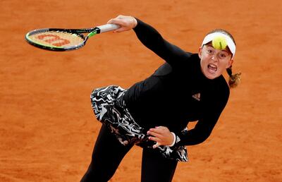 Tennis - French Open - Roland Garros, Paris, France - October 1, 2020  Latvia's Jelena Ostapenko in action during her second round match Czech Republic's Karolina Pliskova  REUTERS/Christian Hartmann     TPX IMAGES OF THE DAY