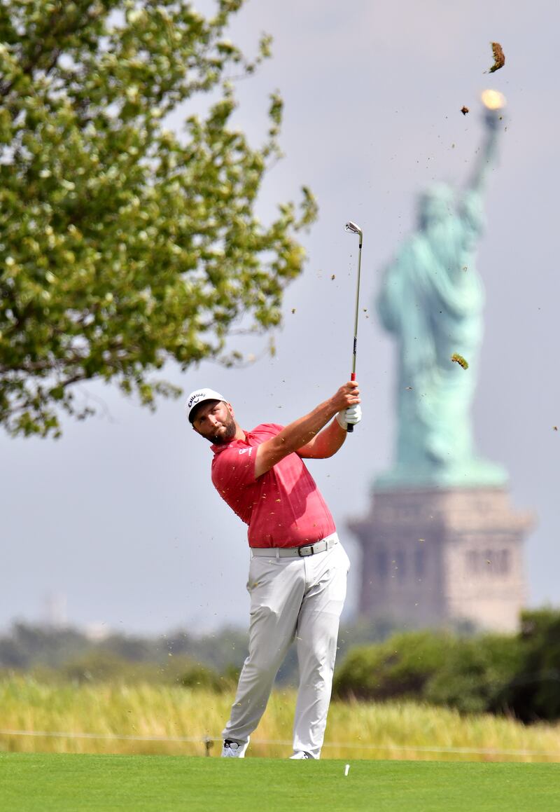 USA'S  Jon Rahm on the third hole during the final round of The Northern Trust tournament in New Jersey on Monday, August 12. USA TODAY Sports