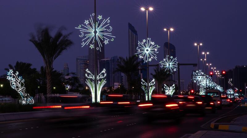 Abu Dhabi, United Arab Emirates, April 5, 2021.   Ramadan lights along the Corniche.
Victor Besa/The National
Section:  NA
For:  Stand alone/Stock
