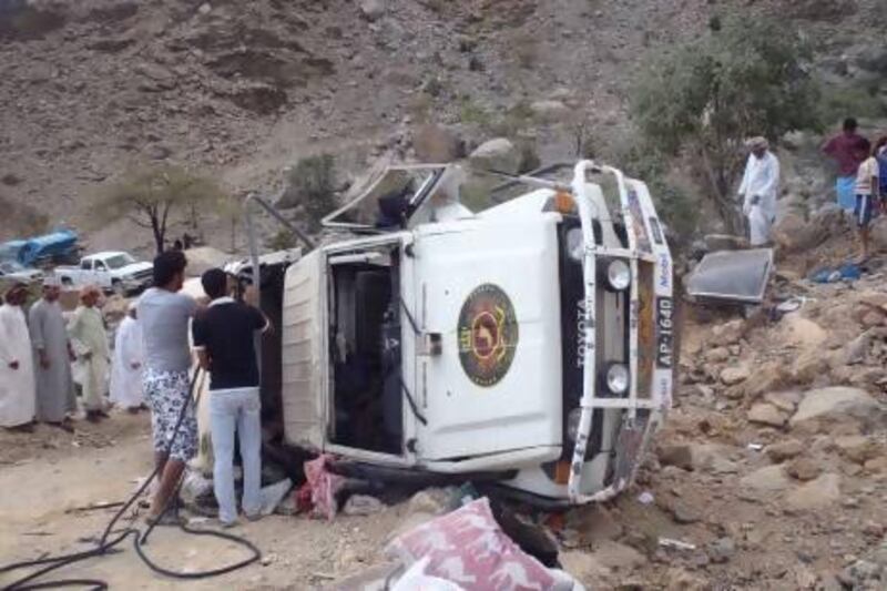 The Pettengell’s dream round-the-world trip came to an abrupt end when their Toyota Land Cruiser crashed in Oman. Courtesy of Andrew Pettengell