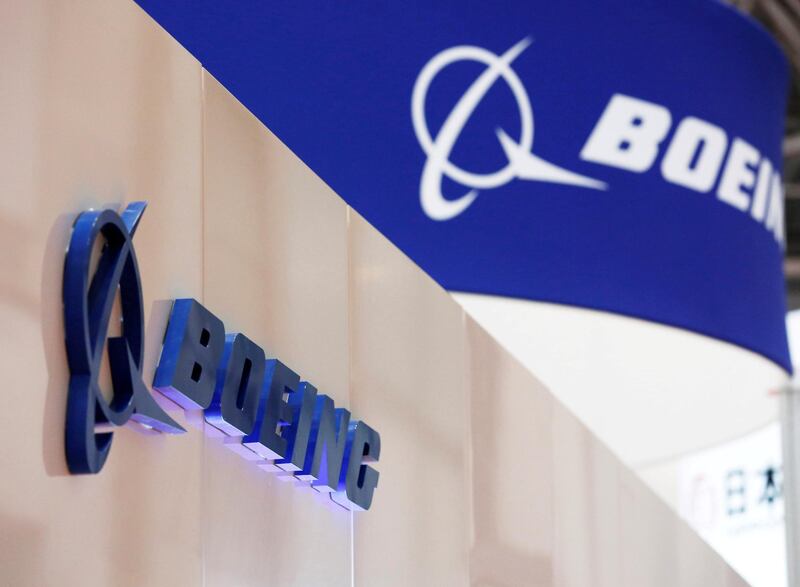 FILE PHOTO: Boeing's logo is seen during Japan Aerospace 2016 air show in Tokyo, Japan, October 12, 2016.   REUTERS/Kim Kyung-Hoon/File Photo