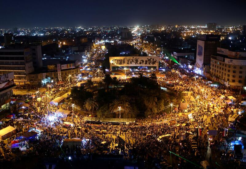 A general view of Tahrir square as demonstrators take part during the ongoing anti-government protests in Baghdad. Reuters