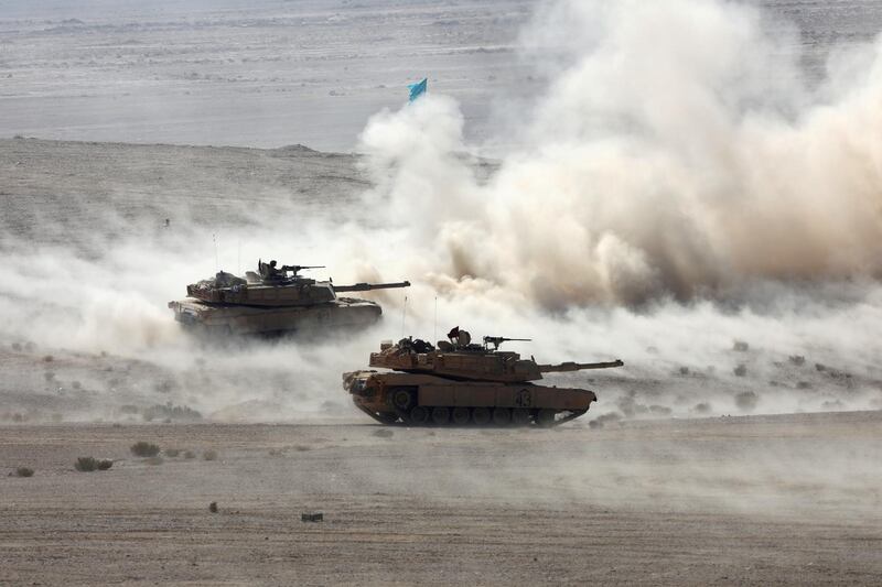 Tanks advance during the Eager Lion military exercise at one of the Jordanian military bases near the city of Zarqa in the east of Amman, Jordan. Reuters