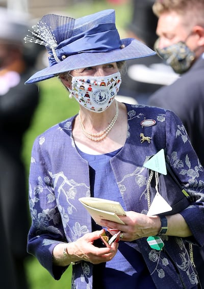 ASCOT, ENGLAND - JUNE 15: Princess Anne, Princess Royal arrives for Royal Ascot 2021 at Ascot Racecourse on June 15, 2021 in Ascot, England. (Photo by Chris Jackson/Getty Images)