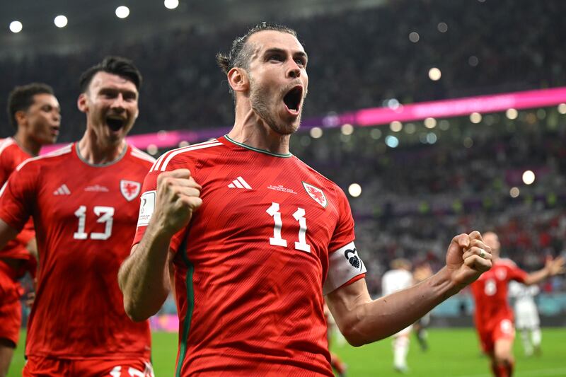 Gareth Bale celebrates after scoring his penalty. Getty