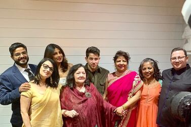 Nick Jonas and Priyanka Chopra with their families at their latest wedding reception. Courtesy Priyanka Chopra / Instagram