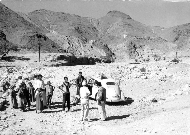 In the mid-20th century, Paul Bowles drove through Morocco in a Volkswagen Beetle with an Ampex 601 tape recorder to capture the music of its people before the arrival of modernity. Above, Bowles, and right, a double horn group. Courtesy Dust-to-Digital / Library of Congress.