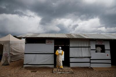 A health worker wearing Ebola protection gear, leaves the dressing room before entering the Biosecure Emergency Care Unit (CUBE) at the ALIMA (The Alliance for International Medical Action) Ebola treatment centre in Beni, in the Democratic Republic of Congo, March 30, 2019. Picture taken March 30, 2019. REUTERS/Baz Ratner