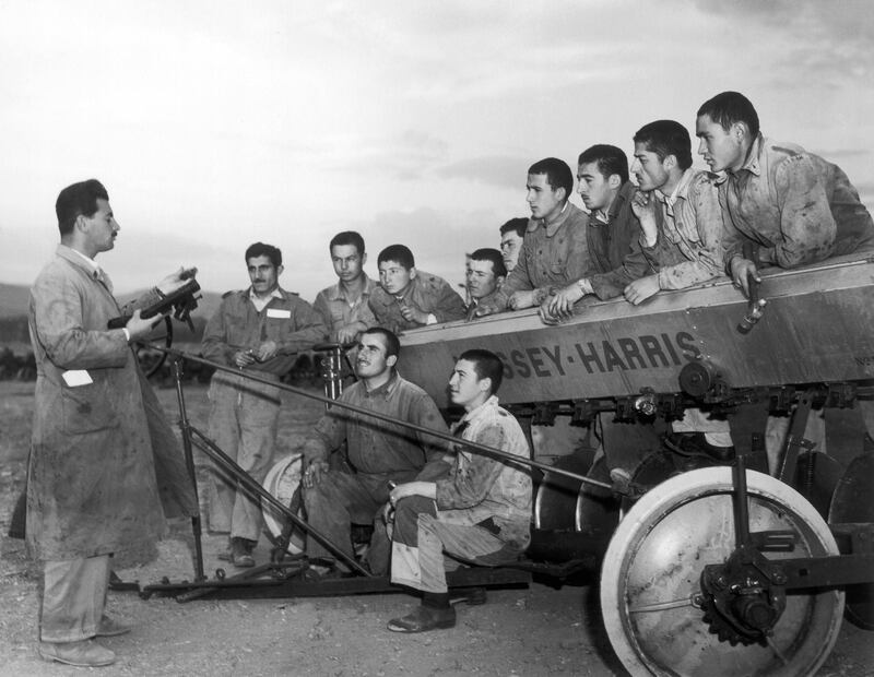 TURKEY - JANUARY 01:  Agriculture students being formed by experts chosen by the Turkish government between 1950 and 1960. The Kemalists promoted the modernisation of agriculture in the 1950's with the help of early mechanization processes.  (Photo by Keystone-France/Gamma-Keystone via Getty Images)