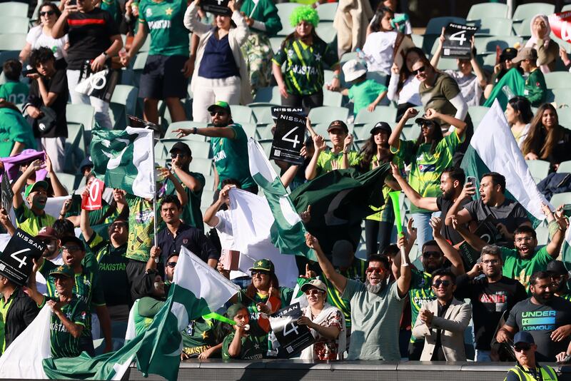 Pakistan fans cheer on their team. AP