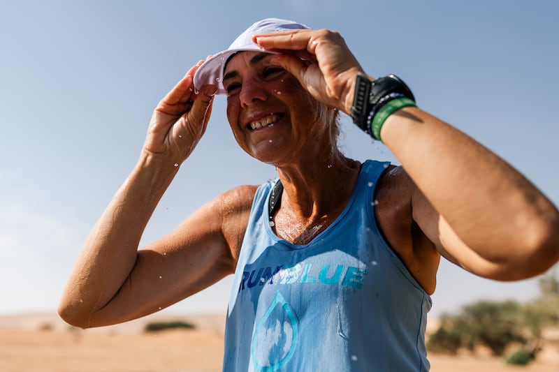 Mina Guli, founder and chief executive of Thirst Foundation, running marathon 123 of 200 in Jordan as part of the Run Blue campaign. Photo: Thirst Foundation