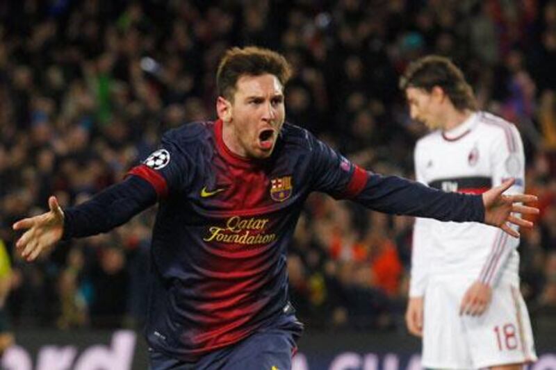 Lionel Messi tries to score against Celta Vigo goalkeeper Javi Varas