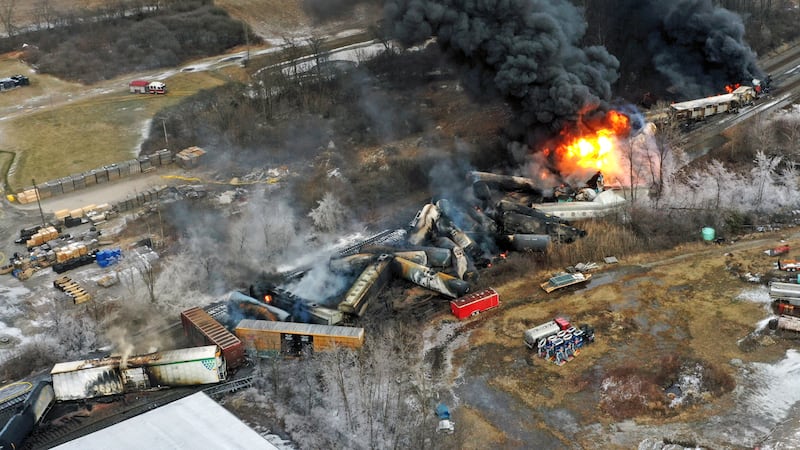 A freight train that derailed in East Palestine, Ohio. AP

