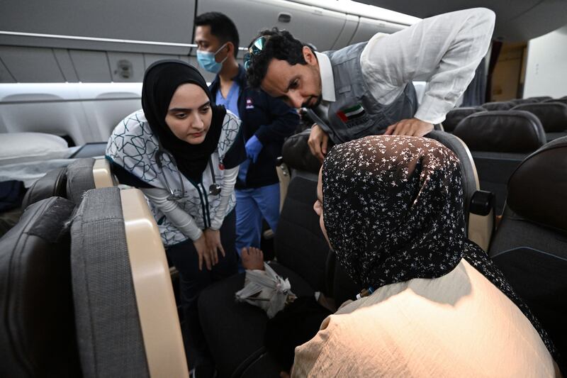 The latest arrival is part of a directive from President Sheikh Mohamed to provide medical treatment at UAE hospitals for 1,000 wounded children and 1,000 cancer patients from Gaza