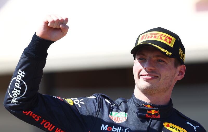Race winner Max Verstappen celebrates on the podium after  the French Grand Prix at Circuit Paul Ricard on July 24, 2022 in Le Castellet. Getty