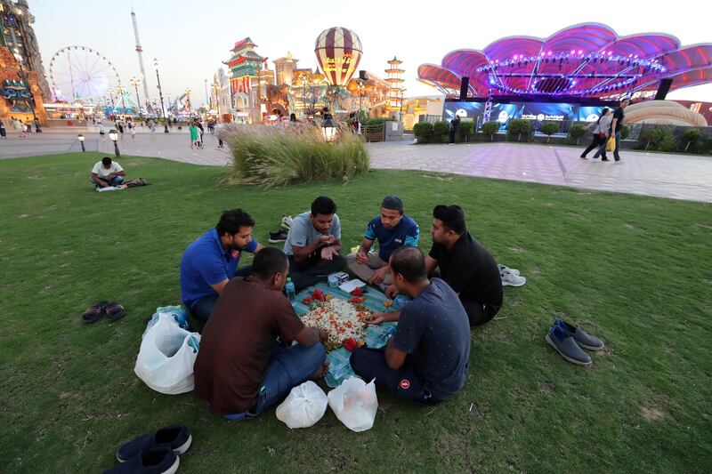 People enjoy iftar after a day of fasting