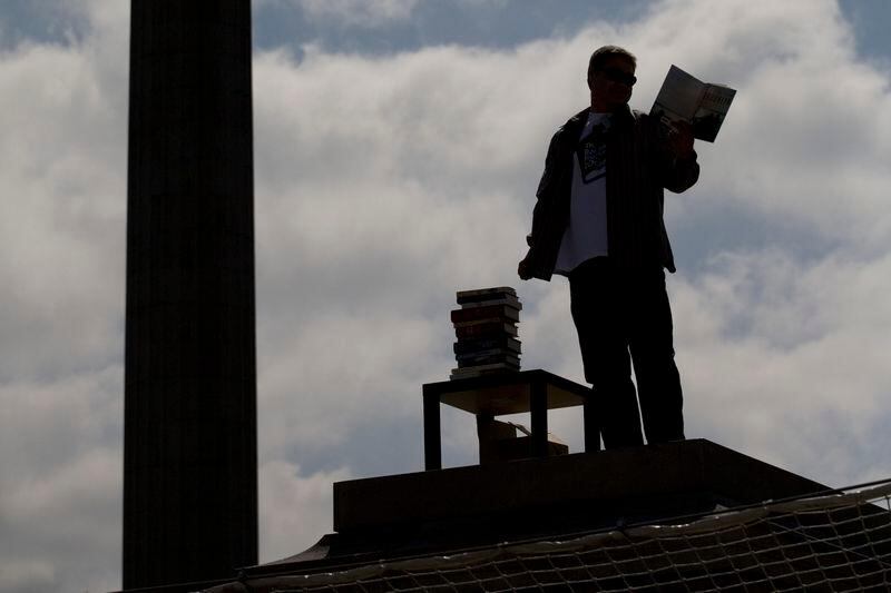 Man Booker Prize reading on the Fourth Plinth. Book lover Graham Fudger will read excerpts from the 13 books longlisted for this year's prize on the plinth as part of One And Other before giving copies away to the public. Trafalgar Square