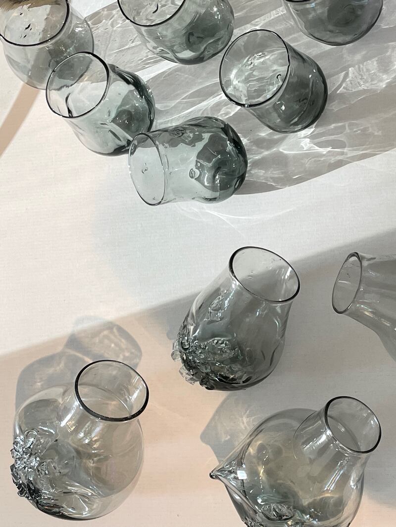 Karma Dabaghi's glass vases, made from recycled glass from the 2020 Beirut blast. Photo: Karma Dabaghi